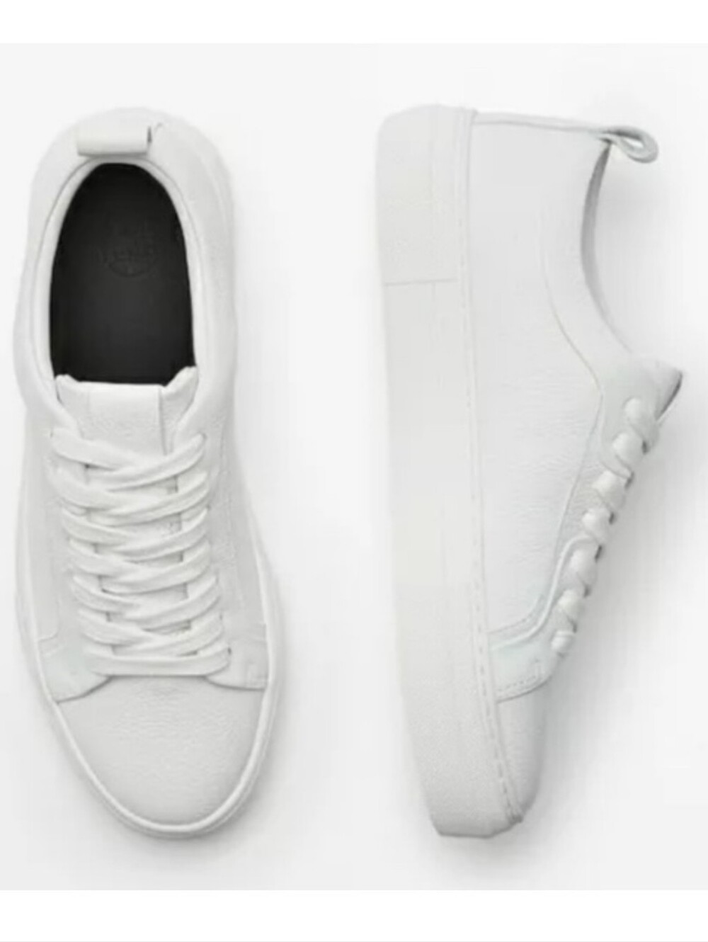 Massimo Dutti White Pebble Leather Trainers Low Top Sneakers 8.5M/39EU $199